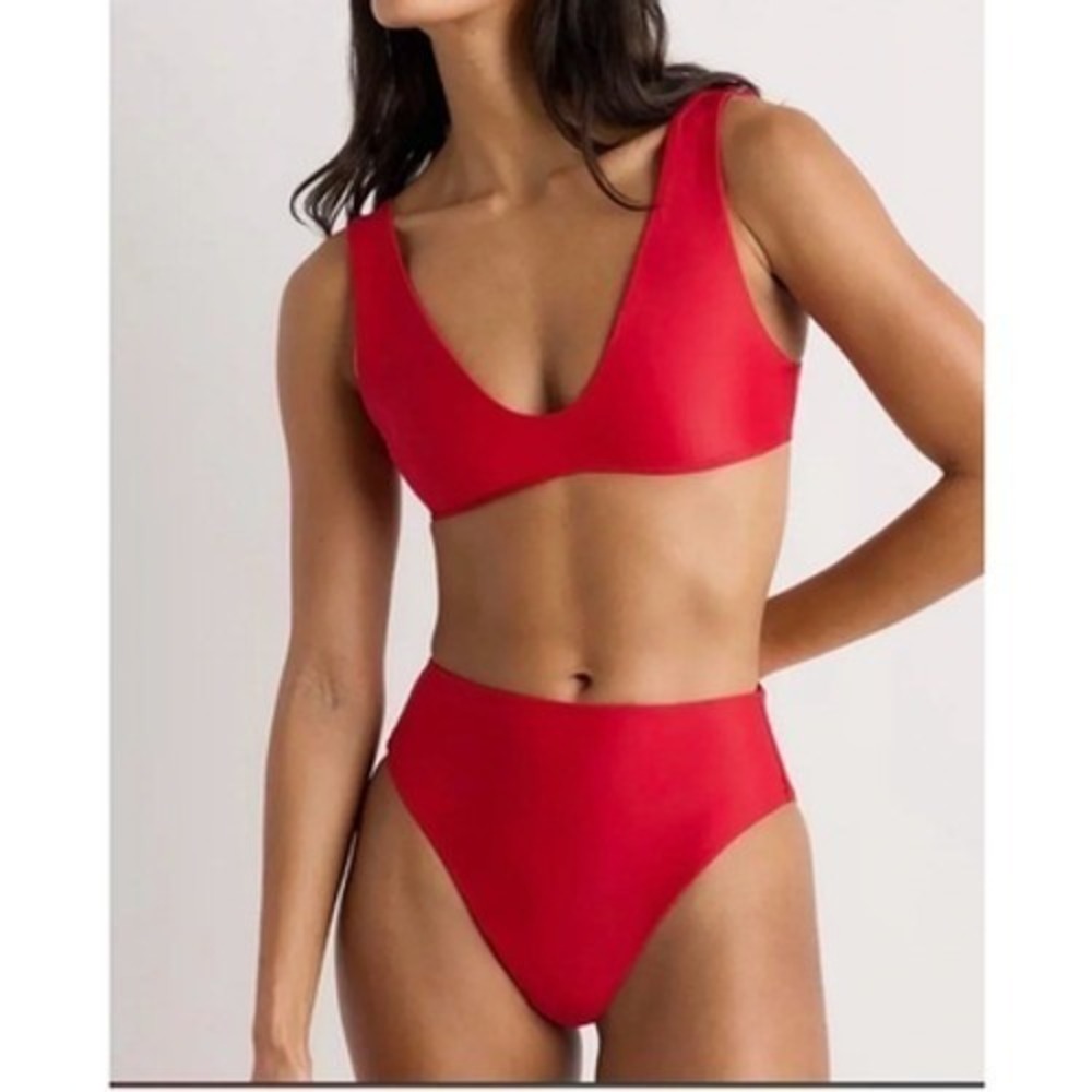 NWT Quince Red High-Waist Bikini Set